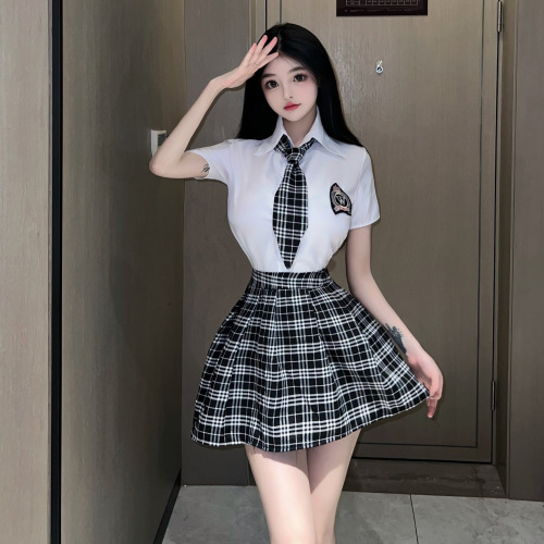 Sexy lingerie JK college style sexy two-wear uniform for women Japanese college campus style miniskirt tempting nightgown for women