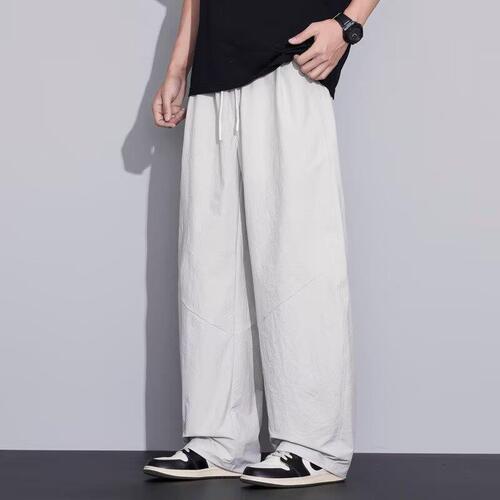 Men's Ice Silk Casual Pants Loose Straight Leg 2025 Summer Casual Outdoor Quick Dry
