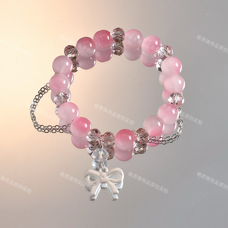 Sweet Peach Bow ブレスレット Manye Peach Baoyao スペクトル派生周辺機器 ins スタイル親友ブレスレット ギフト|undefined