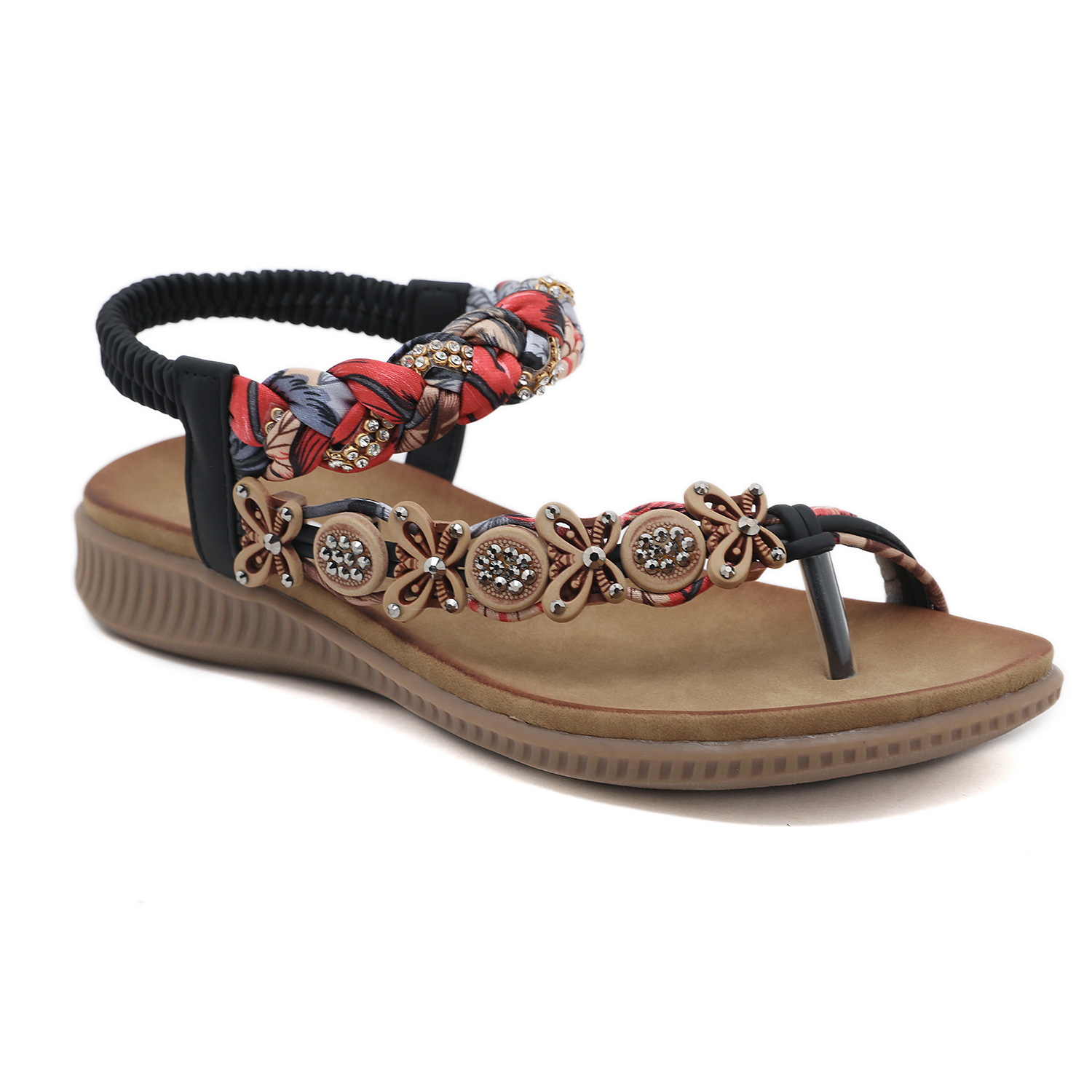 Sandalias de mujer estilo bohemio, tejidas a mano con cinta y pedrería, modernas y cómodas, Amazon 2025, 1722-1