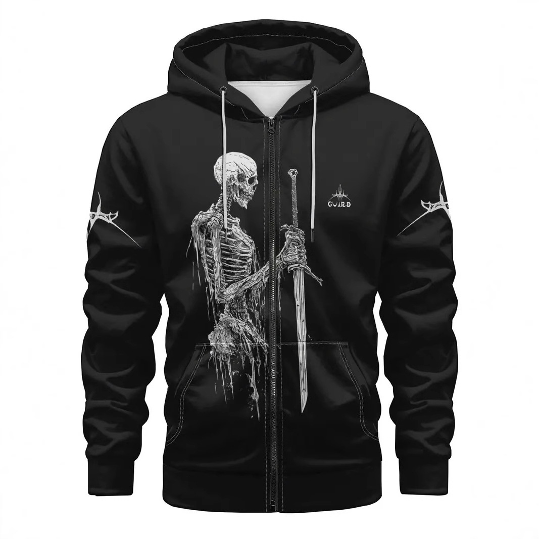 Fábrica al por mayor impresión digital 3D nuevo suéter con capucha chaqueta de suéter de pareja europea y americana serie de calavera MF08