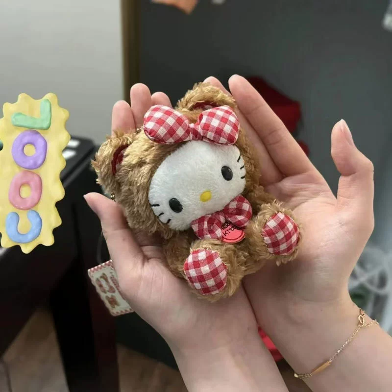 Плюшевый подвес (Hello Kitty) 10 см дизайн медведь в кофе, милый брелок для сумки с бантом