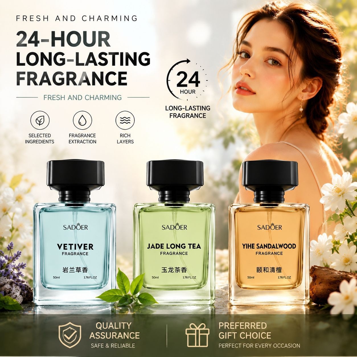 Cross-border perfume, vetiver fragrance, foreign trade, Vietnamese women's perfume, high-end men's perfume, wholesale from the manufacturer, in stock