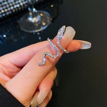 Ring跨境热销微镶锆石缠绕小蛇戒指女  小众设计感时尚个性食指戒