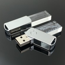 旋转水晶U盘 内雕logo 多色灯光效果 抖音车载U盘 DJ音乐盘 32GB