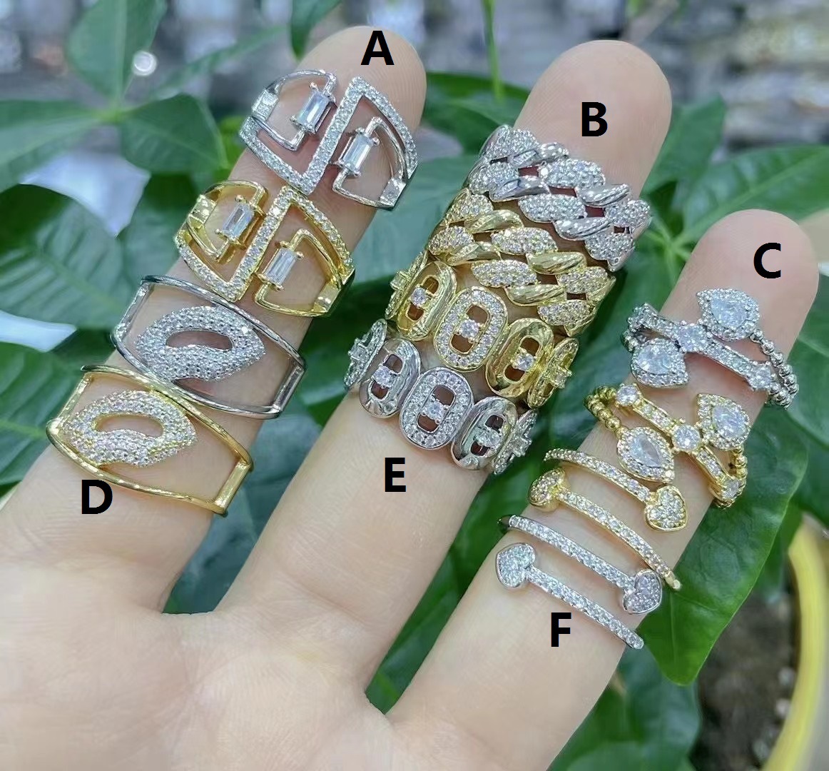 10g Weight Zircon Inlay Material Rings Classification One Size Ring Size Daily Occasion Unisex Fashion Geometric Copper Zircon Rings Plating Inlaid Zircon