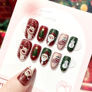 New Christmas fake nails Christmas gift wear nail polish piece wearable nail patch manicure wholesale P170