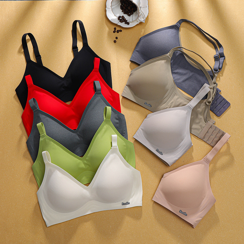 Wholesale no steel ring smooth bare ammonia soft support jelly gel stable upper support fixed cup seamless cloud feeling bra underwear