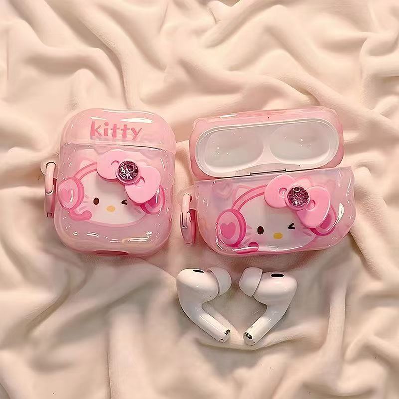 Cute gato para AirPods 1 / 2 / 3 / 4 generación pro3 protección de Apple auriculares estuche de auriculares Bluetooth inalámbrico