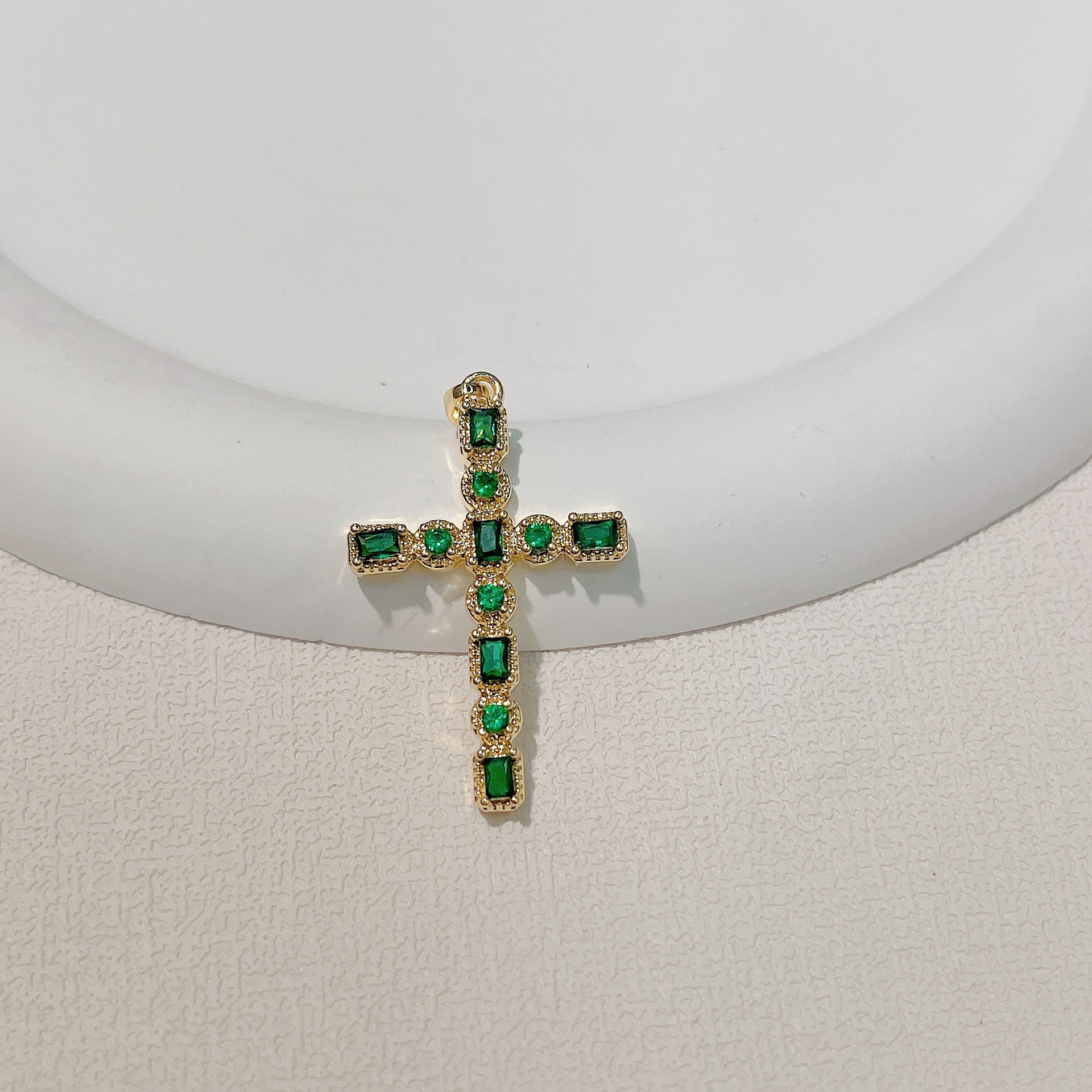 Copper Material Cross, Colorful Pattern 1 Piece Copper Zircon Cross Colorful Pendant Charms Necklace Jewelry Accessories