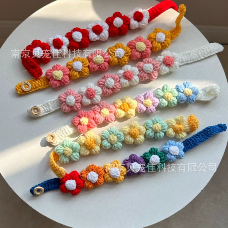 Домашние животные милые ошейники декоративные аксессуары Собаки кошки ручной работы трехмерные шерстяные цветы в маленьких кошек