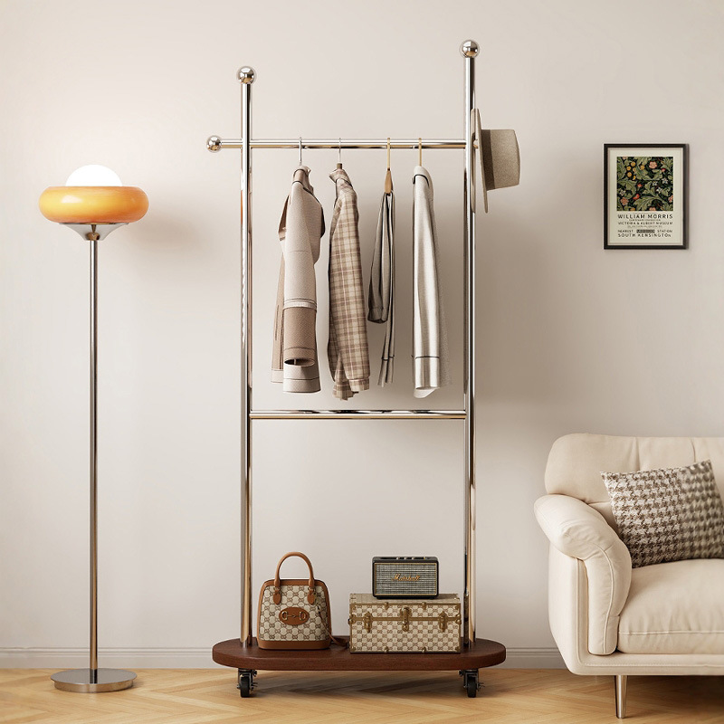 卧室落地式挂衣架衣帽架批发床边晚上临时放衣不占空间衣架置物架