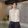 立领气质无袖单排扣上衣