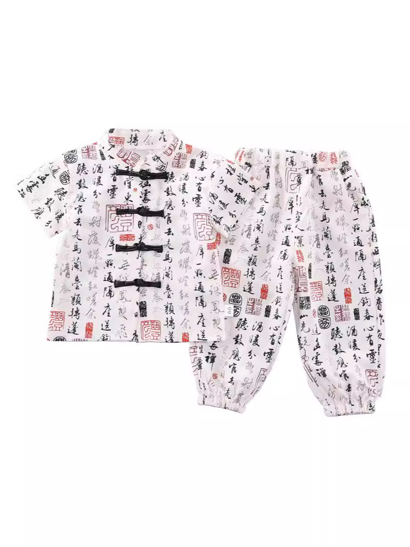 Niños nuevos trajes chinos de verano estilo chino para niños y niñas nuevos trajes chinos de verano para bebés delgados mangas cortas image 5