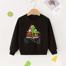 ebay速卖通热销童装套头衫 圣诞恐龙图案印花 圆领休闲套头卫衣