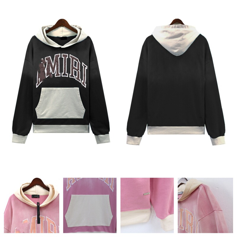 Cross-border American Street Niche High Street Couple's Color Matching Letter Embroidered Pullover Sweater Vintage Hoodie