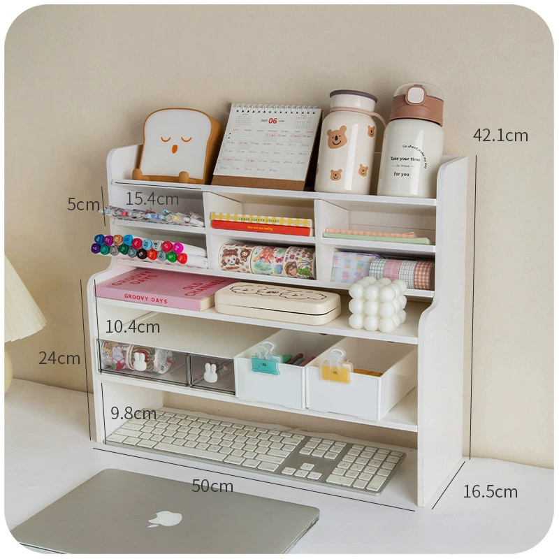Desktop Pegboard Storage Shelf, Plastic Layered Organizer for Dorm & Study Desk, Dust‑Proof