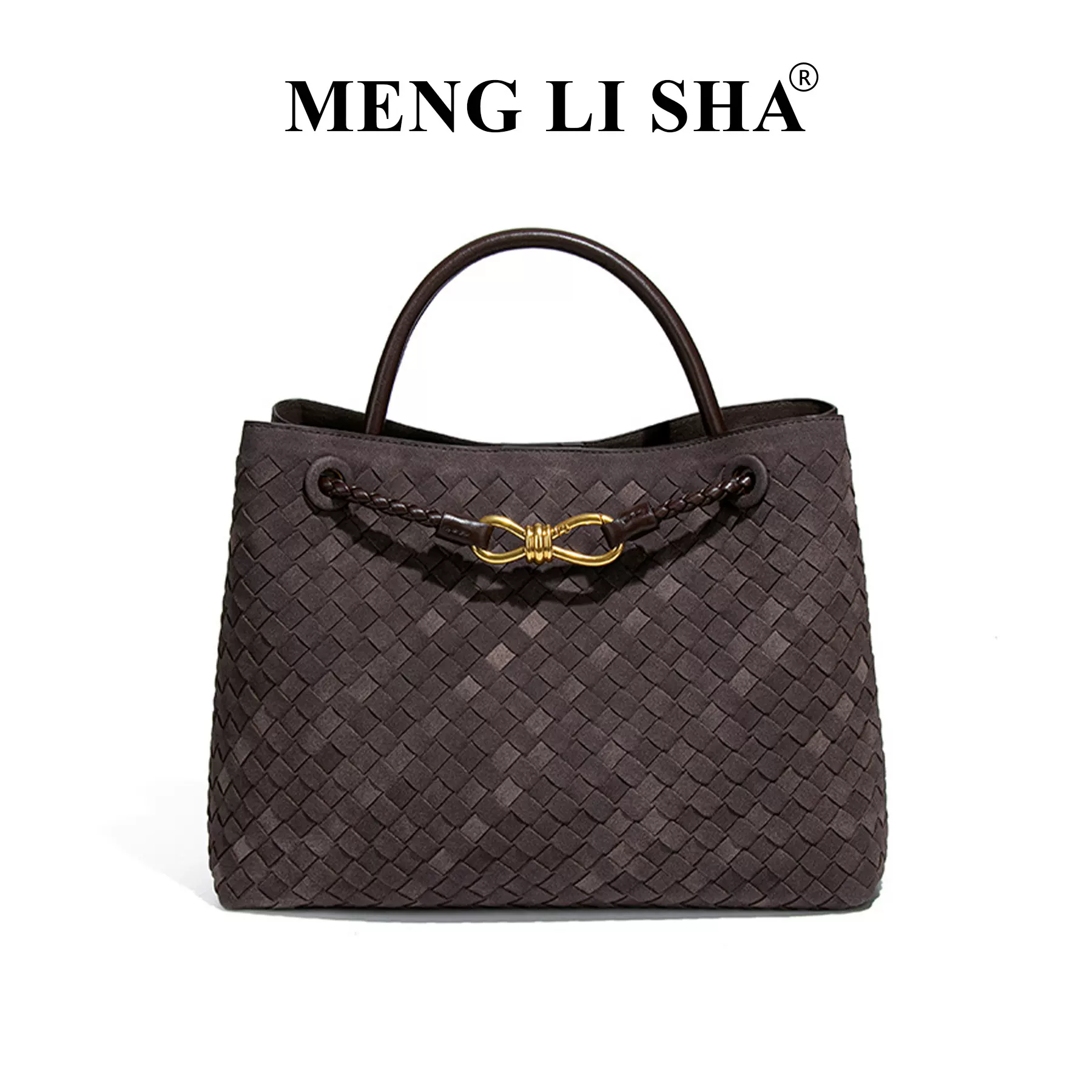 欧美高级感手提托特包秋冬复古磨砂麂皮绒编织女包时尚单肩斜挎包