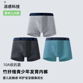 跨境青少年男发育期内裤夏秋a类竹纤维中大童男童舒适平角内裤