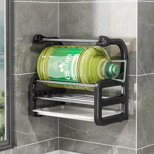Kitchen drain rag rack wall-mounted punch-free countertop rack to dry sponge dishcloth rack storage storage