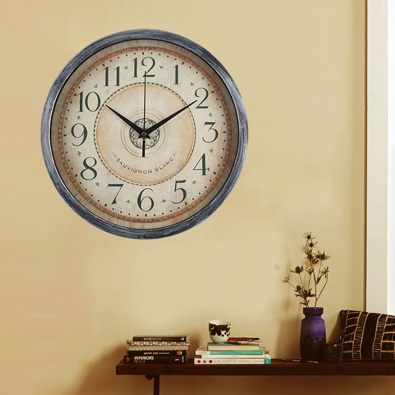 European Wall Clock American Living Room Mute Clock Retro Nostalgic Industrial Style Creative Restaurant Cafe Wall Clock