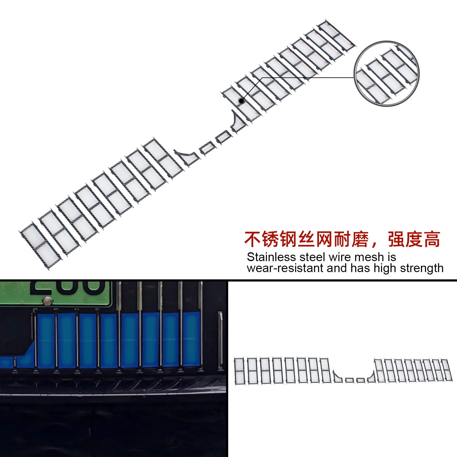 Suitable for 26 Models of Zeekr 009 Car Exterior Decorative Parts, Front Windshield Insect-Proof Net, Abs Painted Glossy Carbon Fiber Pattern