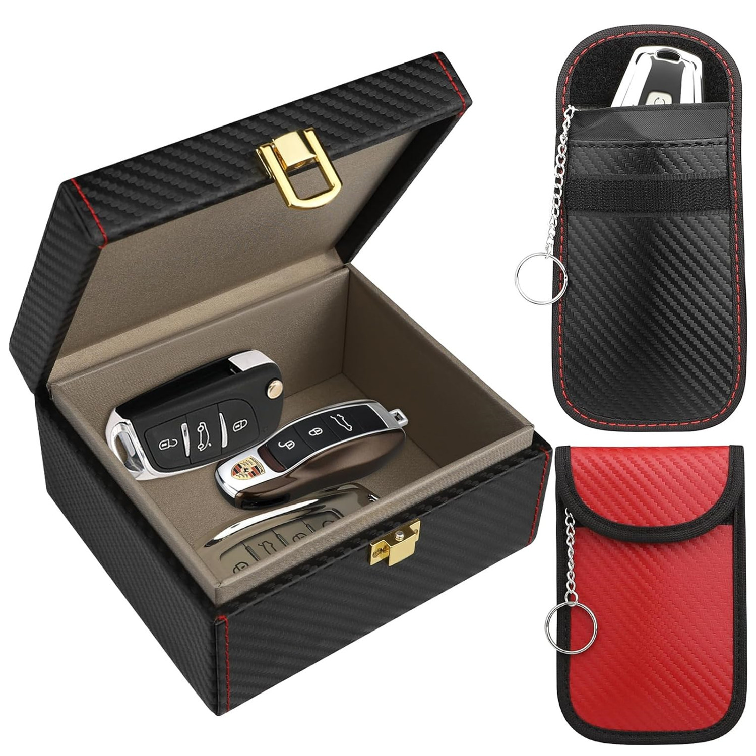 New Faraday Box 2-Color Faraday Bag Car Key Rfid Box Car Shielding Key Bag Shielding Anti-Positioning