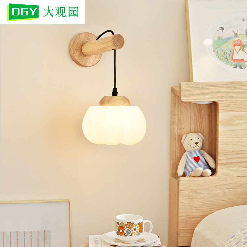 Gran vista jardín dormitorio cabecera lámpara de pared estilo japonés madera de estilo de estilo de fondo de la sala de estar lámpara de pared dormitorio cabecera lámpara de pared L271