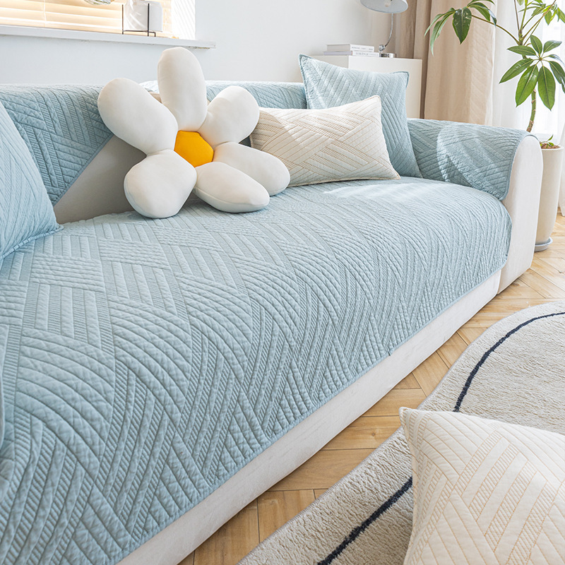 Sofá nórdico simple moderno sofá de cuero cojín antideslizante cuatro estaciones general holandés veludo sofá cubierta toalla