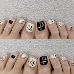Black and White Cross Nail Art Stickers, Gold Glitter False Nails Nail Stickers, Wholesale Nail Art Stickers