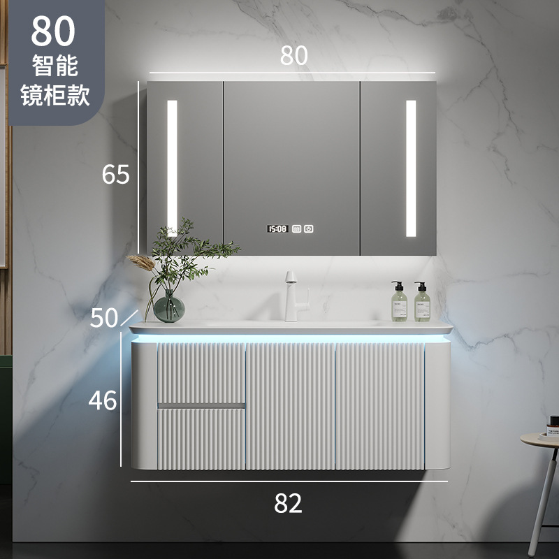 Mueble de baño de cerámica cuenca integrada lavabo de madera maciza lavabo gabinete de baño de cerámica integrada combinación gabinete de lavabo