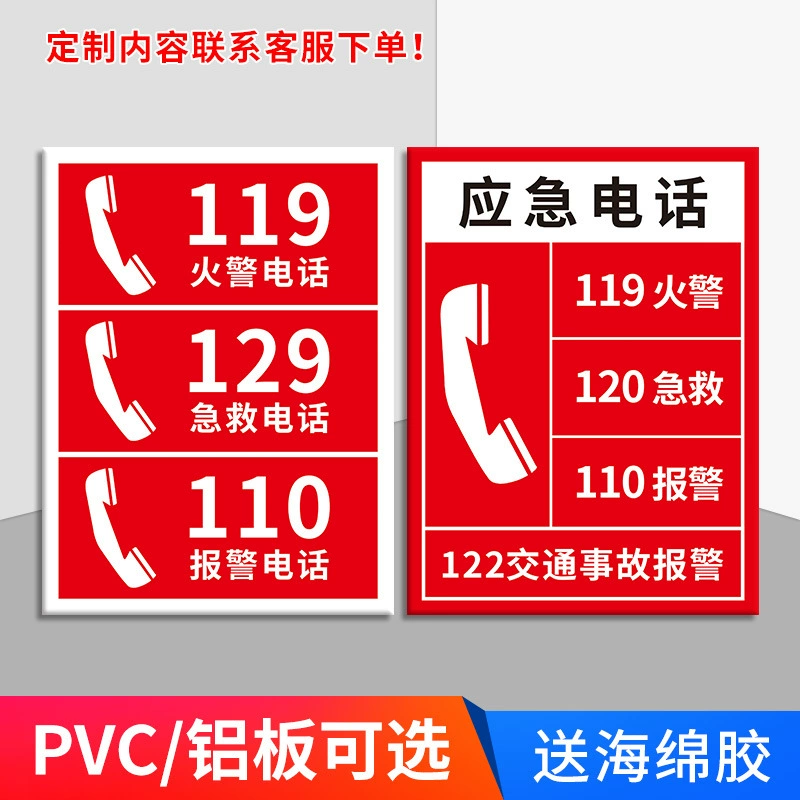Telephone, fire alarm, signboard on wall