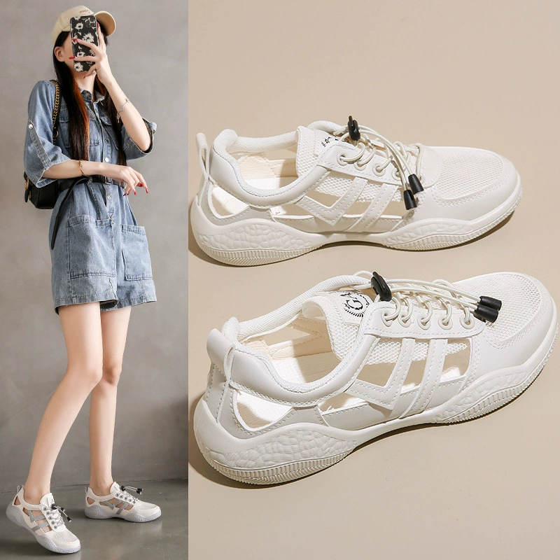 White shoes, summer footwear, breathable sports non-slip sandals for pregnant for leisure, soft sole
