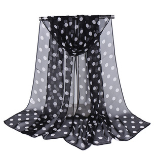 Korean style all-match small dot chiffon scarf women's shawl new fashion long all-match thin Qiao Qi scarf dance