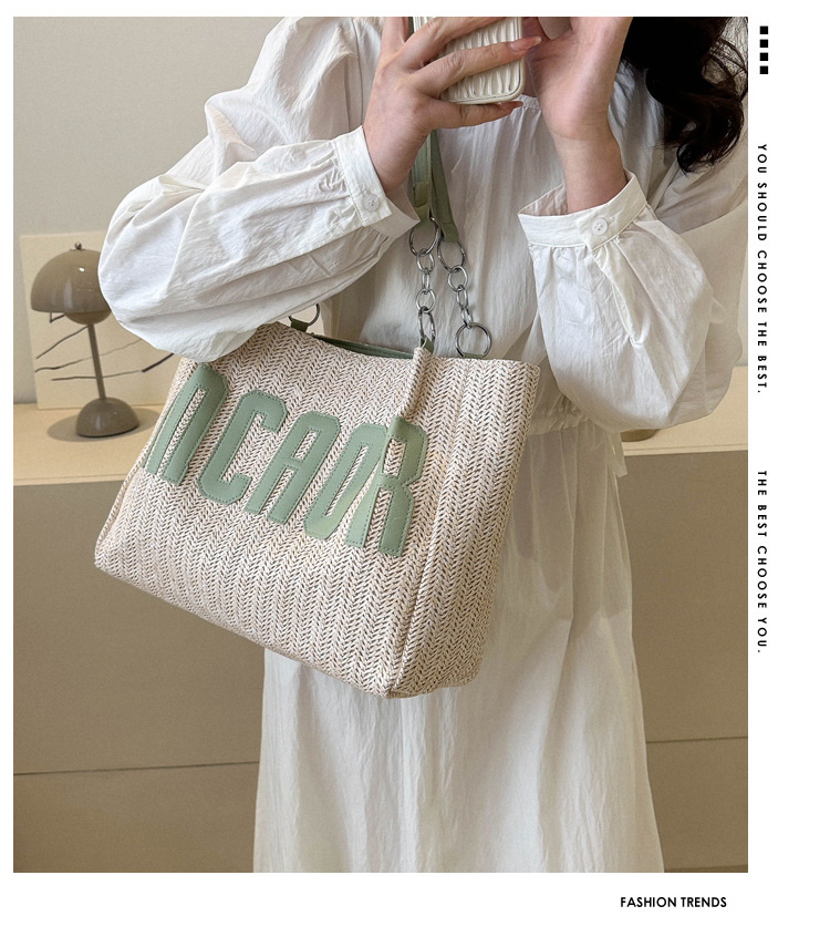 Large capacity fashion tote bag 2025 new style this year's popular woven single-shoulder bag underarm letter handbag wholesale undefined