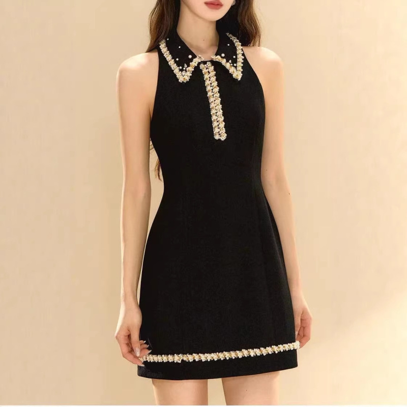 French-Style Chanel-Inspired Dress with a High-End Feel, Elegant Beaded Cocktail Dress, Sleeveless Tank Dress, Waist-Cinching Bodycon Dress