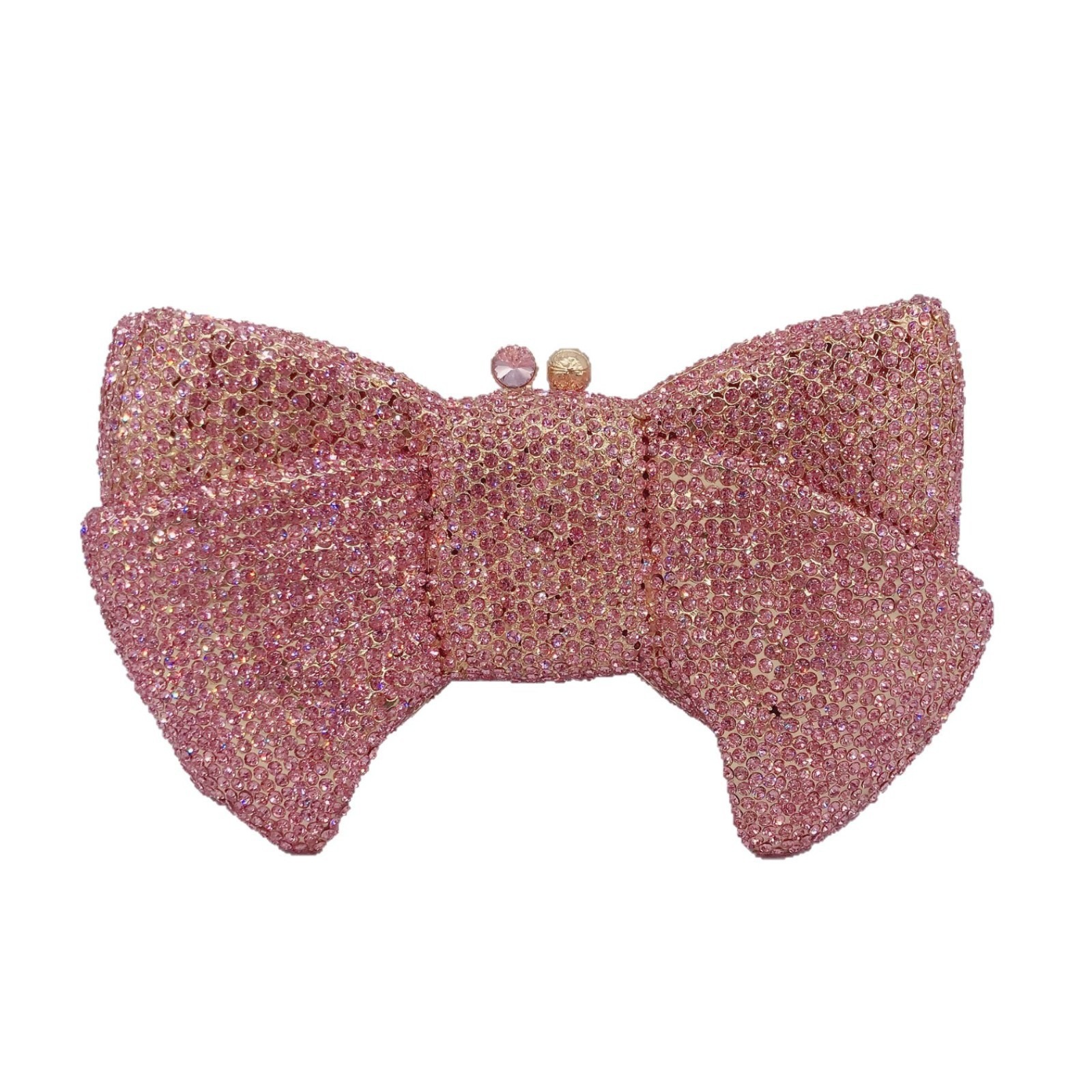 Bolso de arco transfronterizo nuevo arco de diamantes bolso de banquete de diamantes bolso de mano de mujer bolso de maquillaje pastel