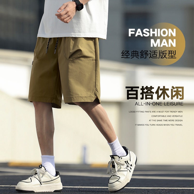 2025 New American Casual Workwear Men's Straight Loose Versatile Sports Multi-Pocket Trendy Brand Shorts