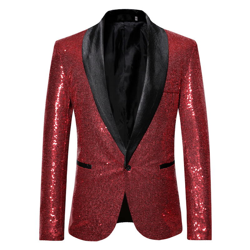 Sequin Suit Men's European Size Nightclub Personalized Casual Suit Jacket Men's Large Size Foreign Trade Cross-border Amazon Men's Clothing