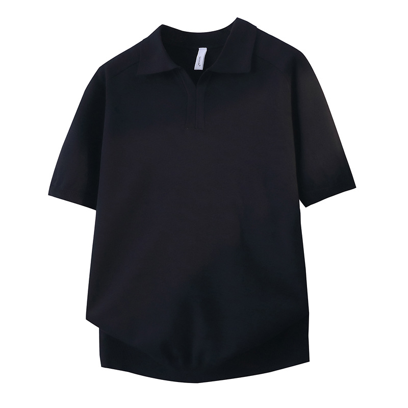 Polo camiseta de punto camiseta de manga corta hombre V-collar gaviota cuello viejo dinero camiseta de seda de hielo fábrica de verano transfronteriza al por mayor