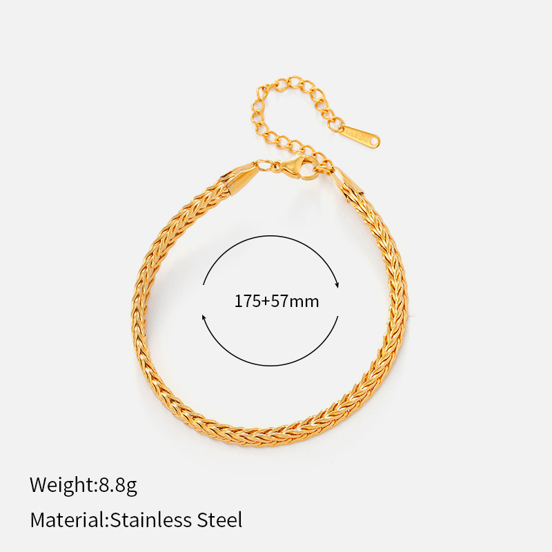 ヨーロッパとアメリカのクロスボーダーシンプルなステンレス鋼の太いブレスレット電気メッキ 18 K ゴールドチェーンブレスレットヒップホップスタイルチタン鋼ブレスレット|undefined