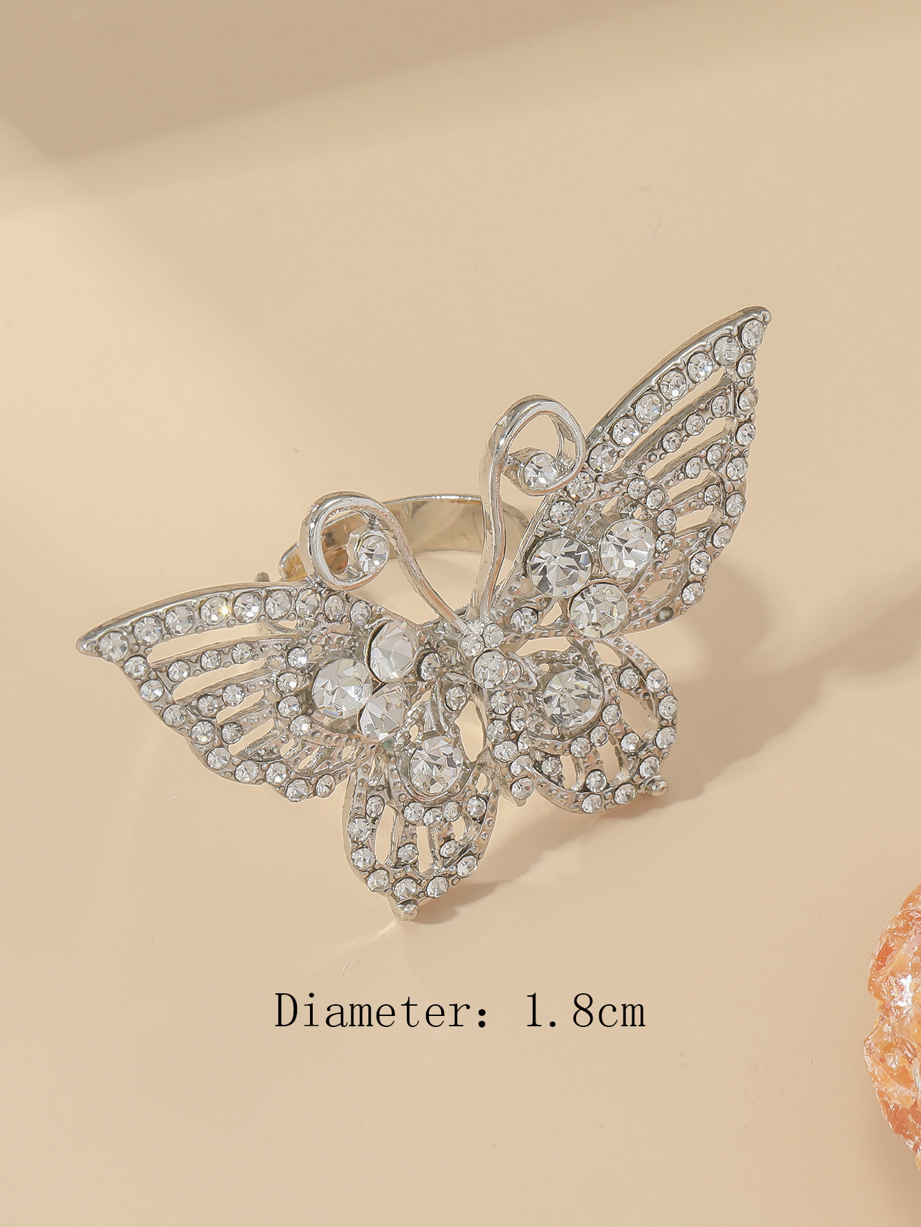 1 Piece Lady Butterfly Alloy Inlay Rhinestones Womenu0027S Open Ring