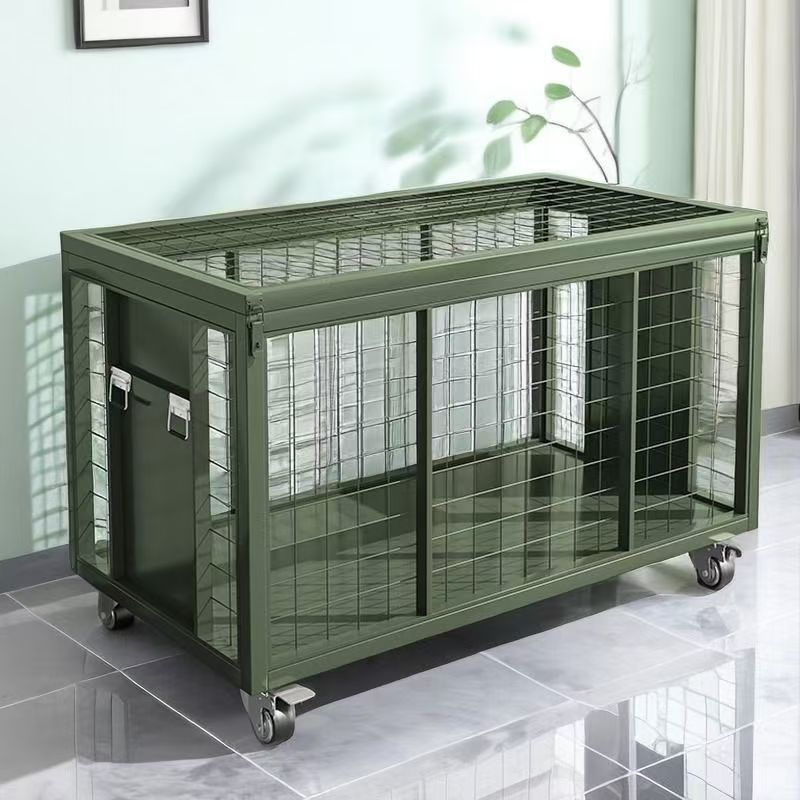 金属网箱军绿色移动网箱带轮网笼战备物资周转箱野营装备重型托盘