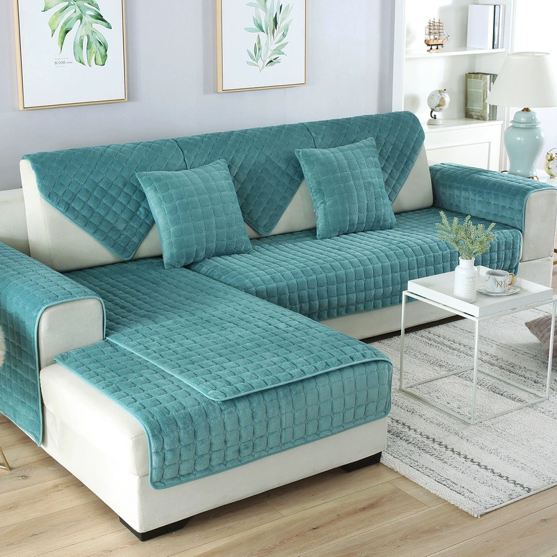 Flannel Plush Sofa Cover, Increased Thickness Non-Slip, Cushion & Pillowcase Options, 70–110 cm