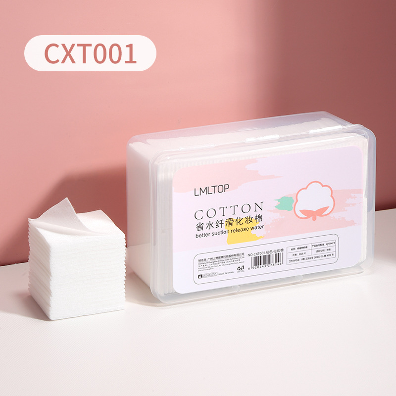 LMLTOP 1000 piezas de algodón maquillaje no tejido delgado salón de belleza húmedo ahorro de agua caja de algodón desmaquillaje