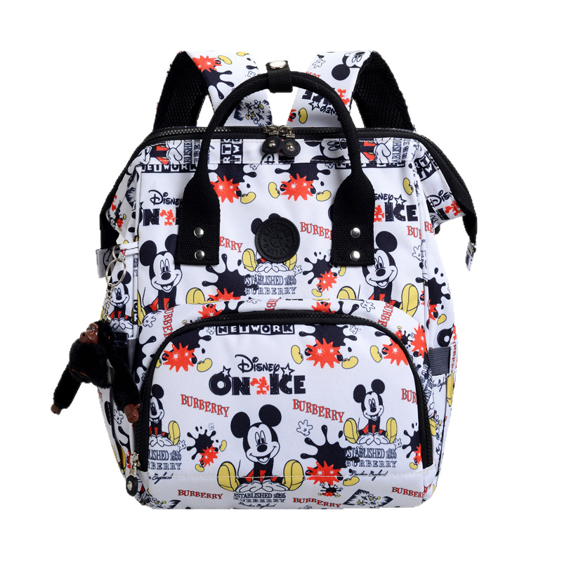 2025 nueva mochila para mujer casual kp momia bolso tela de nailon moda compras mochila con colgante de mono