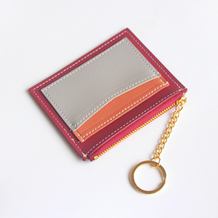 Fashion Color Block Soft Surface Square Zipper Card Holder display picture 2