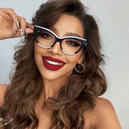Personalized Western European cat-eye retro modern glasses for women, Instagram influencer style, rivet decoration, trendy, cross-border, non-prescription, blue light protection