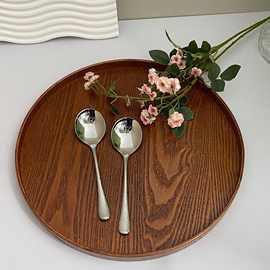 亚马逊不锈钢餐具304锤纹圆勺汤勺家用饭勺调羹甜品勺子精致ins风