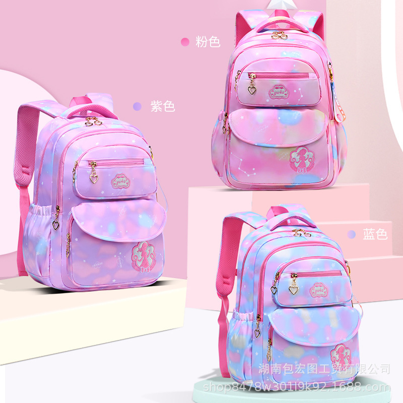 Mochila impermeable para niños, ligera, diseño gradiente, 6-12 años, preescolar